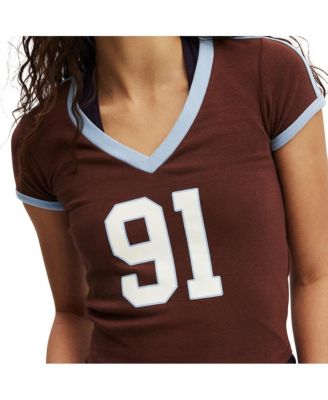 Women's V Neck Retro Baby Graphic Tee