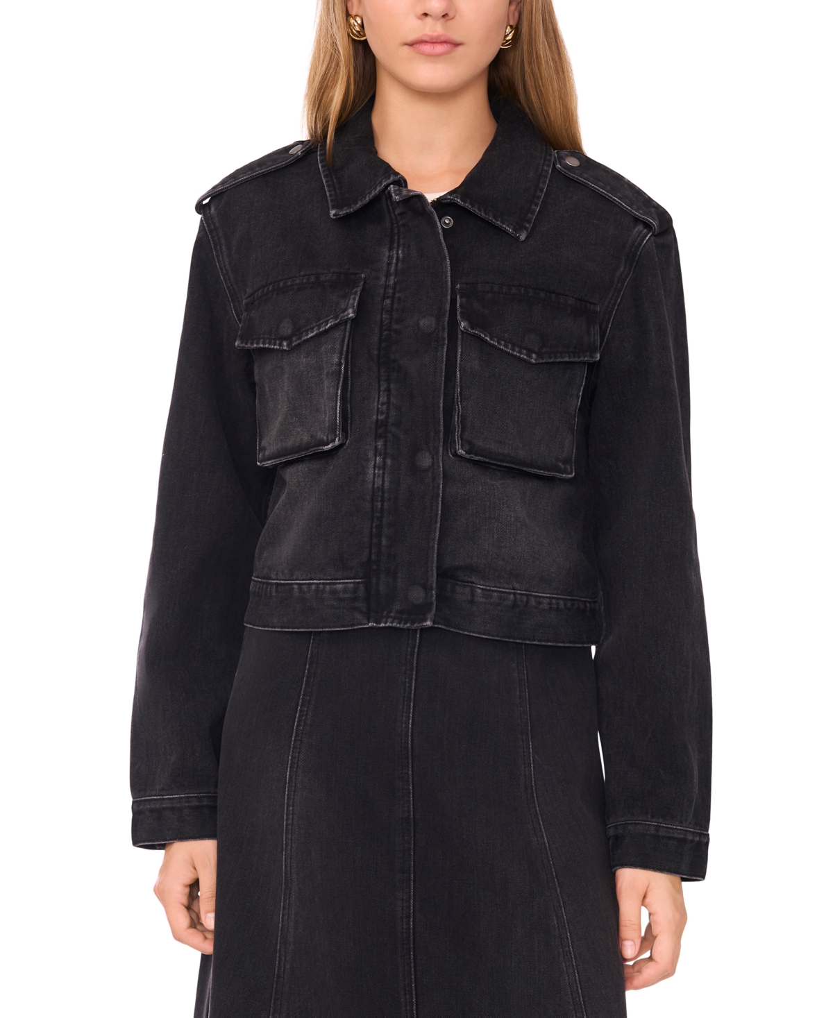 1.state Denim Jacket In Black