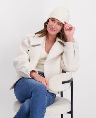 Short Boucle Asymmetrical Motorcycle Jacket