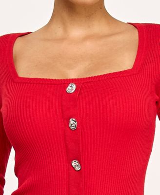 Juniors' Front Button Down Midi Sweater Dress