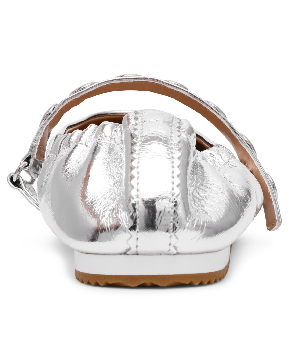 Steve Madden Anaya-st Studded Mary-jane Ballet Flats In Silver