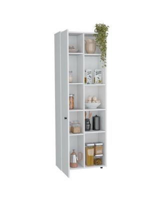 70" Tall  Laminated Particle Board 10 Compartments, Open & Closed Storage, Modern Design Kitchen Pantry Cabinet