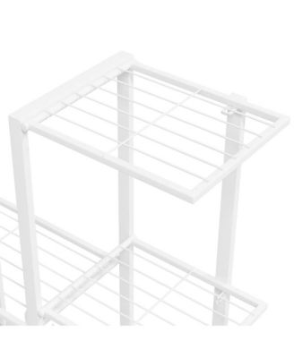 Flower Stand with Wheel 37.2"x9.8"x36.4" White Metal