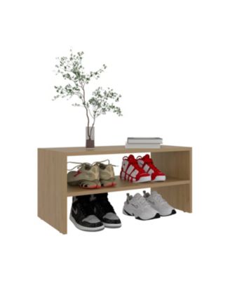 Shoe Rack, 2 Open Shelves, Low Horizontal Design, Freestanding Unit, Bedroom Use, Wenge