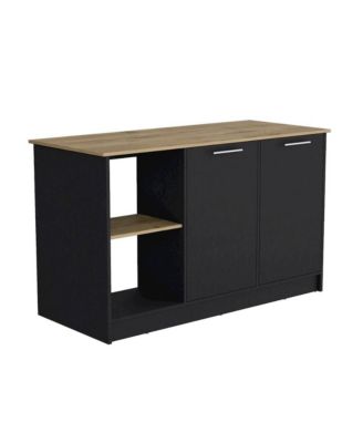 Juniper Kitchen Island Black / Macadamia MDF