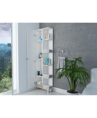 Urano 1Pc MDF Adjustable Shelves & Open Storage Mirror Linen Cabinet