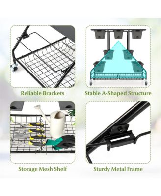 3-tier Vertical Raised Garden Bed w/ 7 Planter Boxes Drainage Holes Storage Shelf