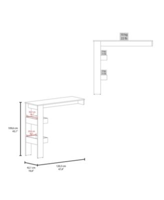 Drysdale Bar Table, Three Open Side Shelves, Modern Design for Kitchen or Dining Area, White