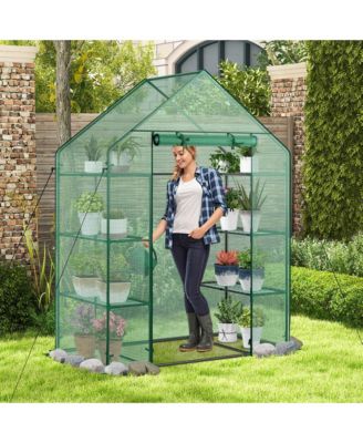 Portable Mini Walk In Outdoor 4 Tier 8 Shelves Greenhouse