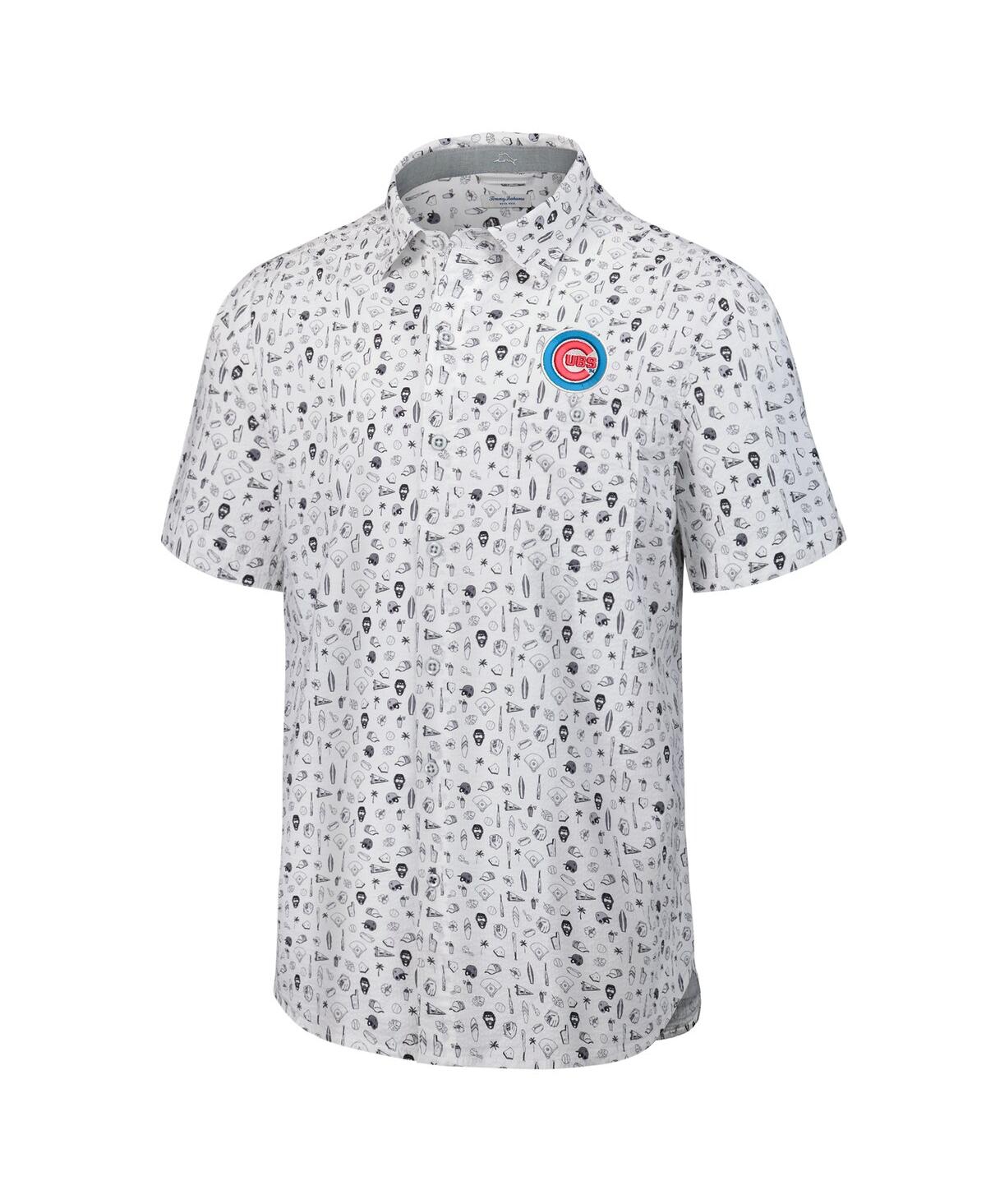 Tommy Bahama Men's Gray Chicago Cubs Nova Wave Riptide Rally Camp Button-up Short Sleeve Shirt In Gray