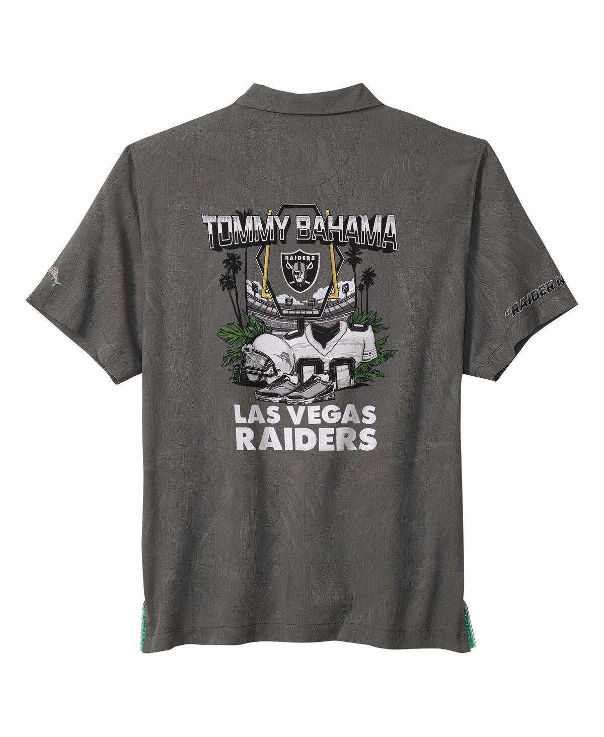 Tommy Bahama Men's Gray Las Vegas Raiders Endzone Paradise Coolmax Button-up Shirt In Gray