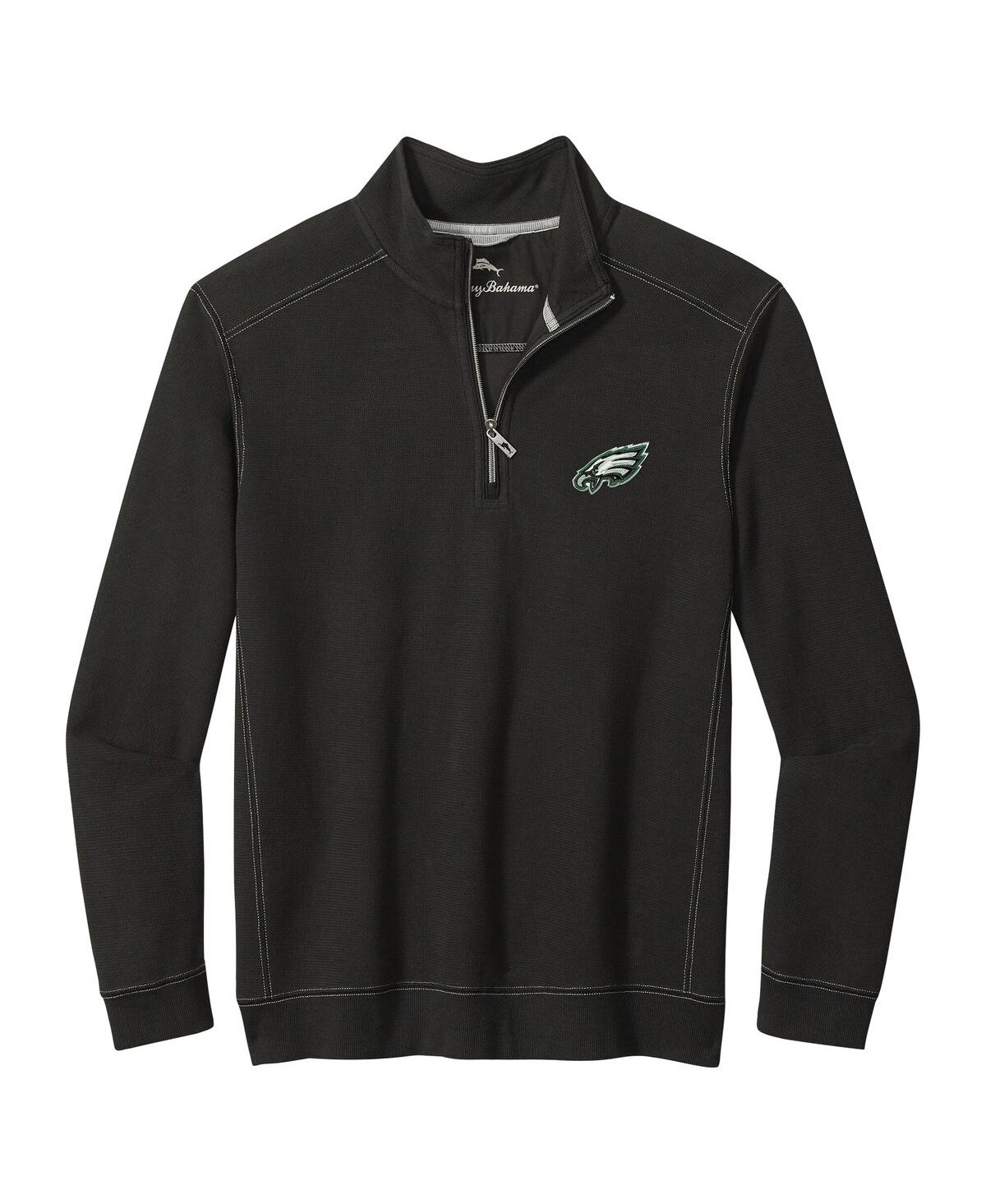 Tommy Bahama Men's Black Philadelphia Eagles Sport Tobago Half-zip Pullover Sweatshirt In Black