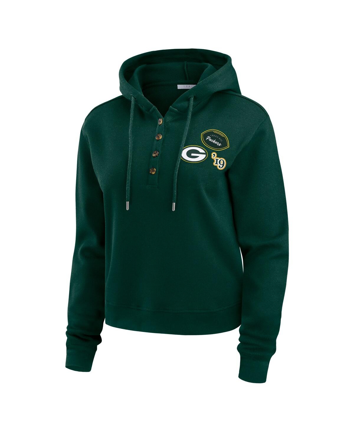 Wear By Erin Andrews Women's Green Bay Packers Waffle Hoodie Pullover Top In Green