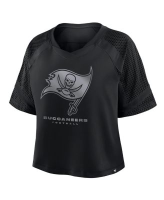 Women's Tampa Bay Buccaneers Oversized Raglan V-Neck Blackout Fashion Jersey
