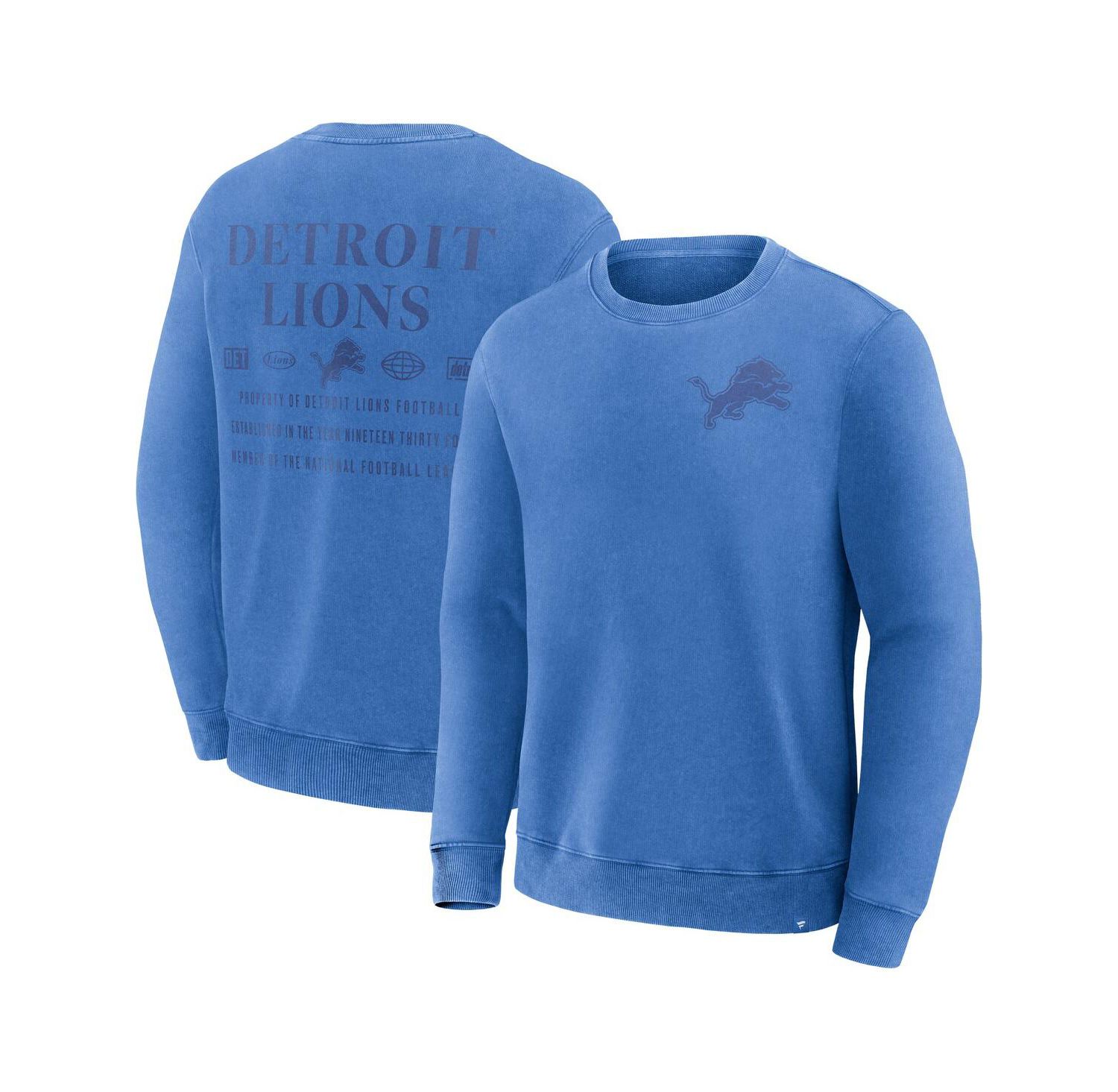 Men's Blue Detroit Lions Deep Route Pullover Sweatshirt