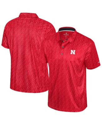 Colosseum - Men's Scarlet Nebraska Huskers Football Print Polo Shirt