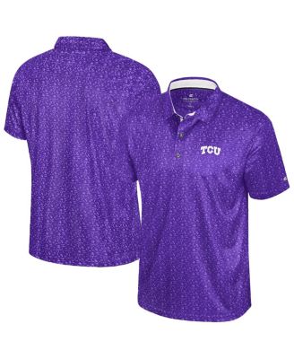 Colosseum - Men's Purple TCU Horned Frogs Football Print Polo Shirt
