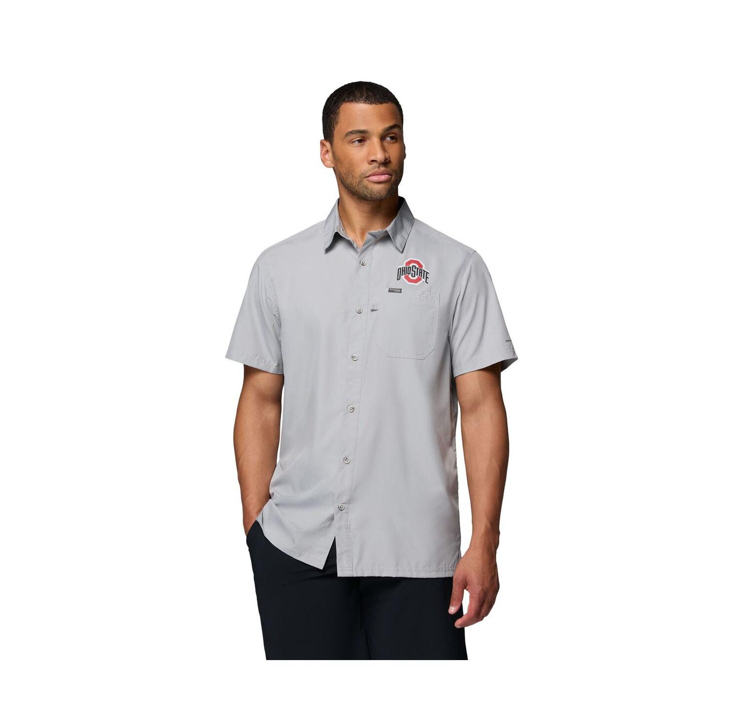 Men's Gray Ohio State Buckeyes Slack Tide Camp Button-Up Shirt