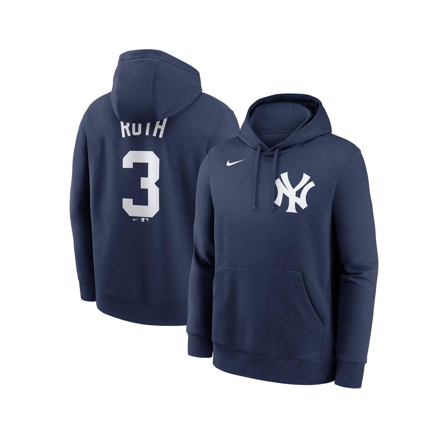 Men's Babe Ruth Navy New York Yankees Retired Player Name & Number Club Pullover Hoodie