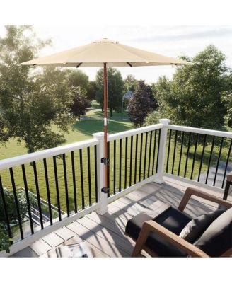 Deck Umbrella Mount Holder Bracket Height Flexible for Patio Railing Balcony Courtyard Poolside Mobile Cart Black Flat