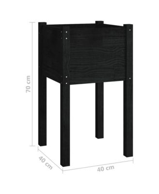 Garden Planter Black Solid Pinewood Medium Durable