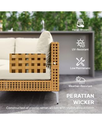 7 Piece Wicker Patio Furniture Set Outdoor Sectional, /