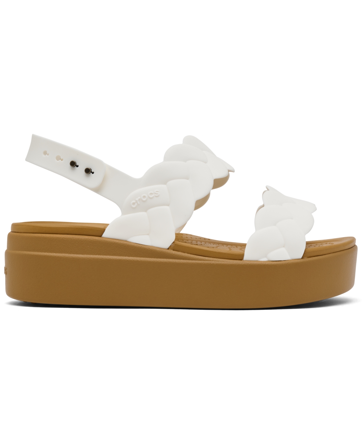 Crocs Women's Brooklyn Woven Low Wedge Sandals From Finish Line In White