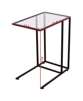 Coffee Tray Side Sofa End Table Ottoman Couch Stand TV Lap W/Glass Top
