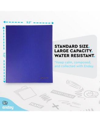 Plastic Folders with Pockets and Prongs, Black Two Pocket Folder with Brads, 6 Pc –by Enday