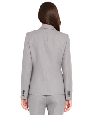 Tahari Asl Womens Herringbone Peak Lapel Blazer Mid Rise Pants In Gray