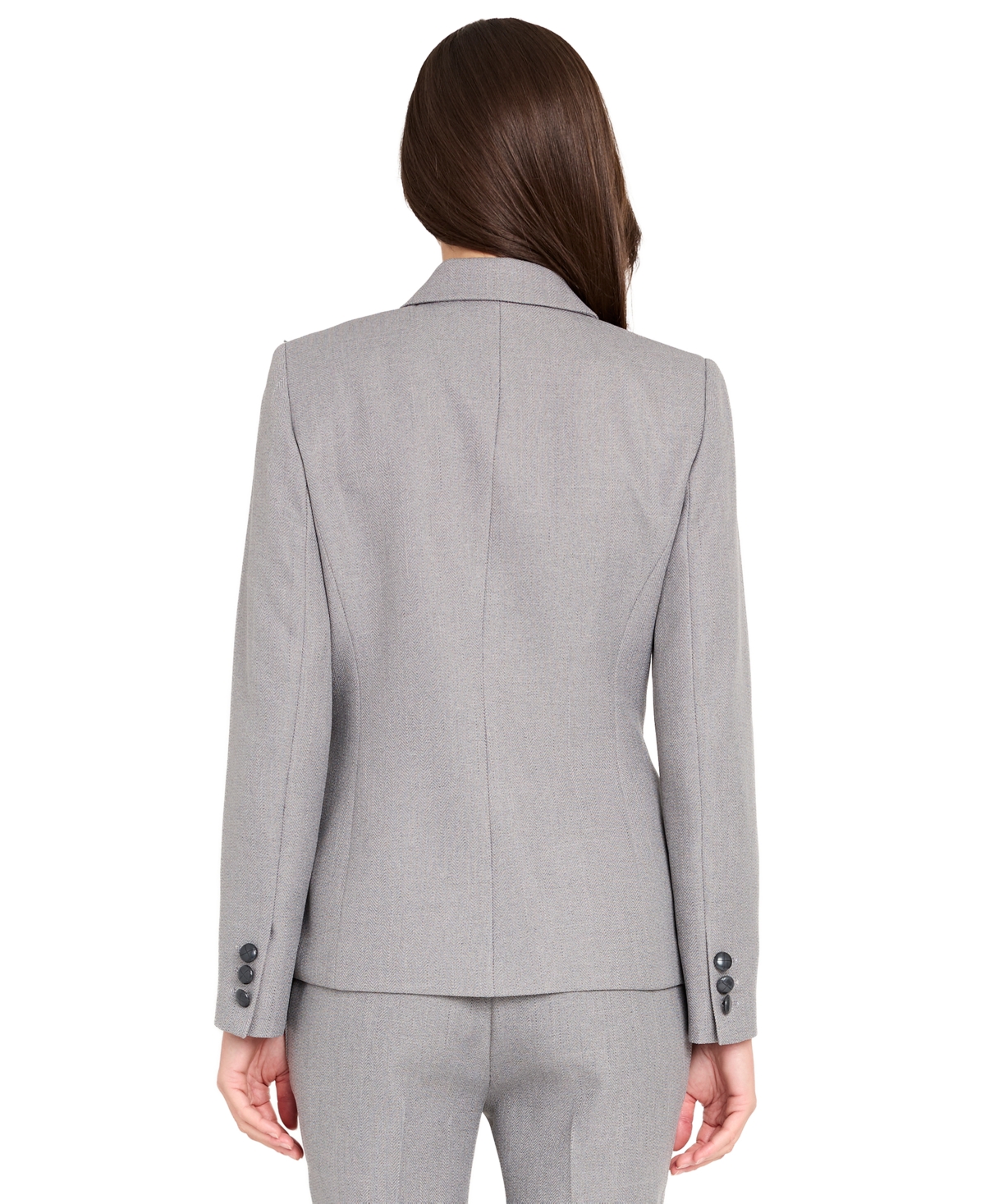 Tahari Asl Women's Herringbone Peak Lapel Blazer, Regular And Petite In Gray