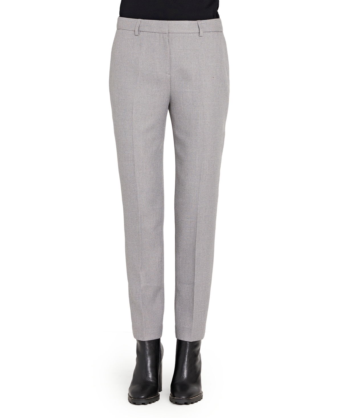 Tahari Asl Women's Herringbone Mid Rise Pants, Regular And Petite