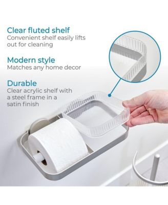 Wall Mounted Paper Holder with Shelf - Clear/Satin/Gray