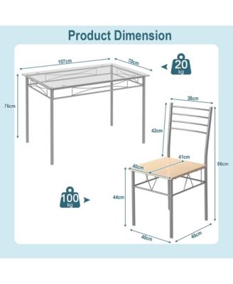 5 Piece Dining Set Table and 4 Chairs Glass Top Kitchen Breakfast Furniture