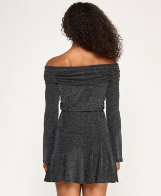 Juniors' Off-the-Shoulder Metallic Dress