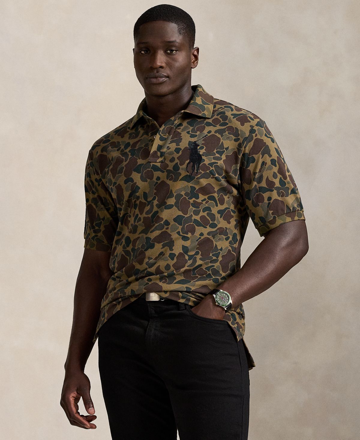 Мужская рубашка с коротким рукавом с принтом Big & Tall