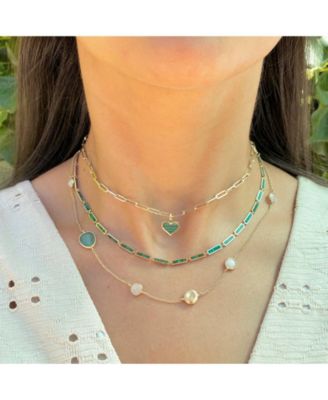 Malachite Bar Necklace 14K Gold