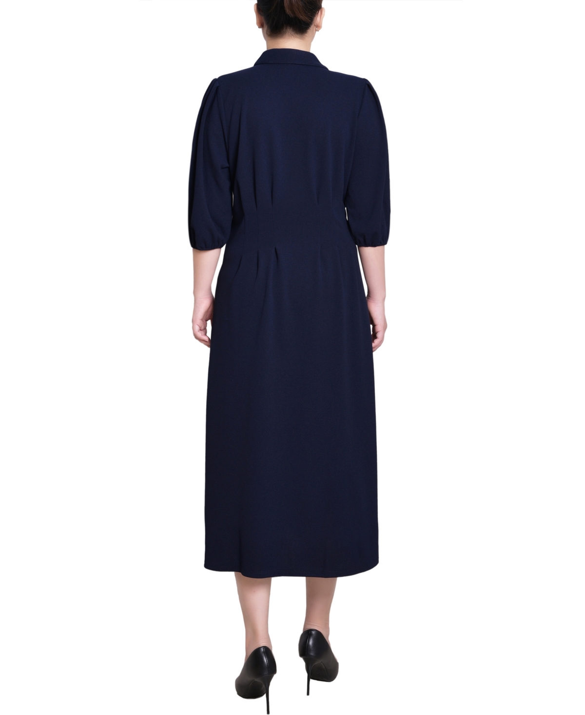 Ny Collection Women's Elbow Sleeve Midi Dress In Blue