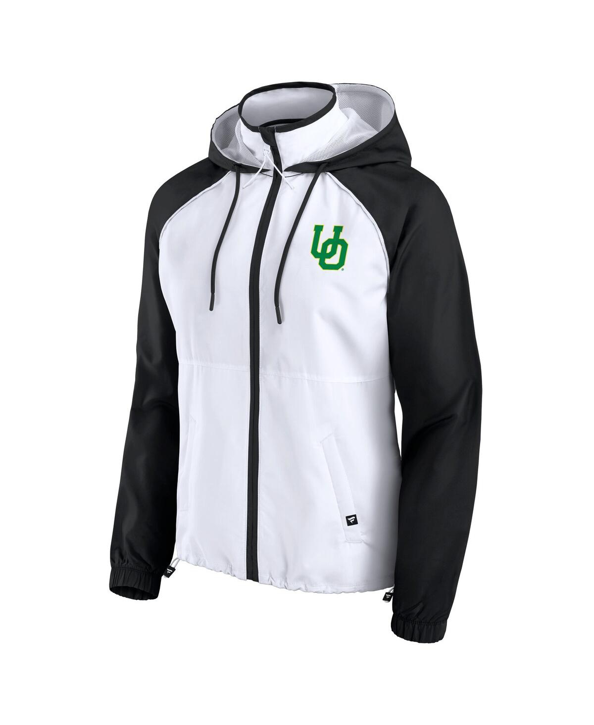 Fanatics Women's White Oregon Ducks Full-zip Anorak Hoodie Jacket In Black