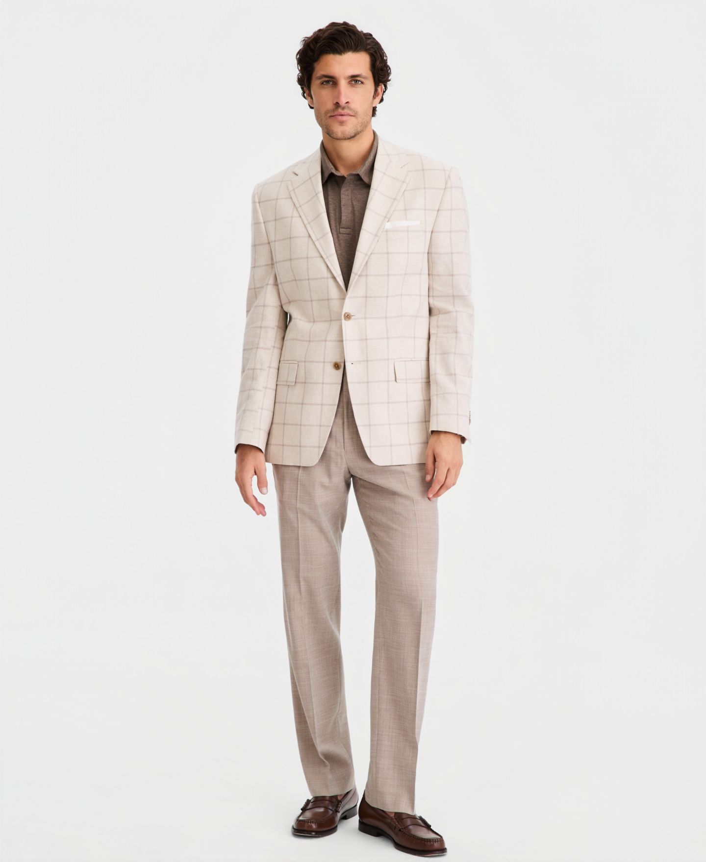 Мужской пиджак Michael Kors Classic-Fit Tan Patterned Blazer, цвет: Натуральный — фото 4