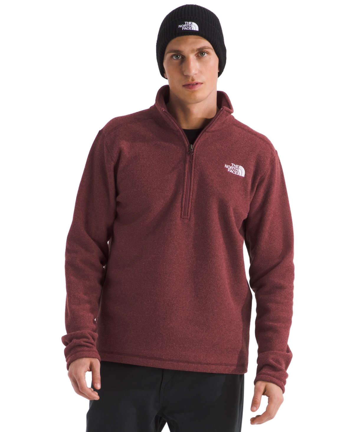 The North Face Men's Textured Cap Rock Quarter Zip Jacket In Burgundy