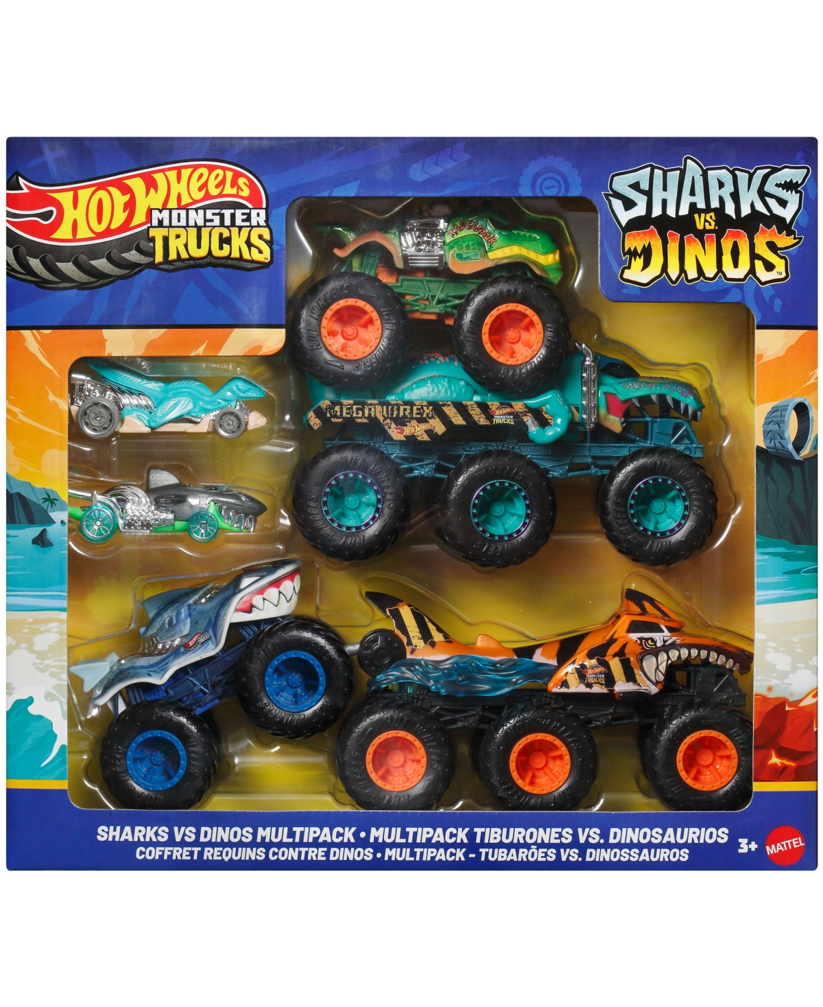 Hot Wheels Monster Trucks Sharks vs Dinos Trucks and Cars