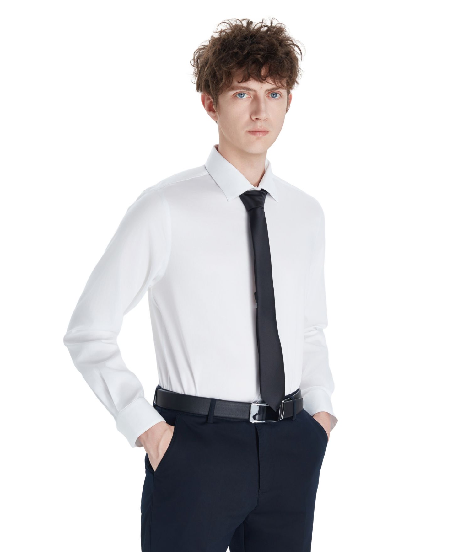 Мужская рубашка Bar III Sateen Solid Dress Shirt, цвет: Яркий белый — фото 3