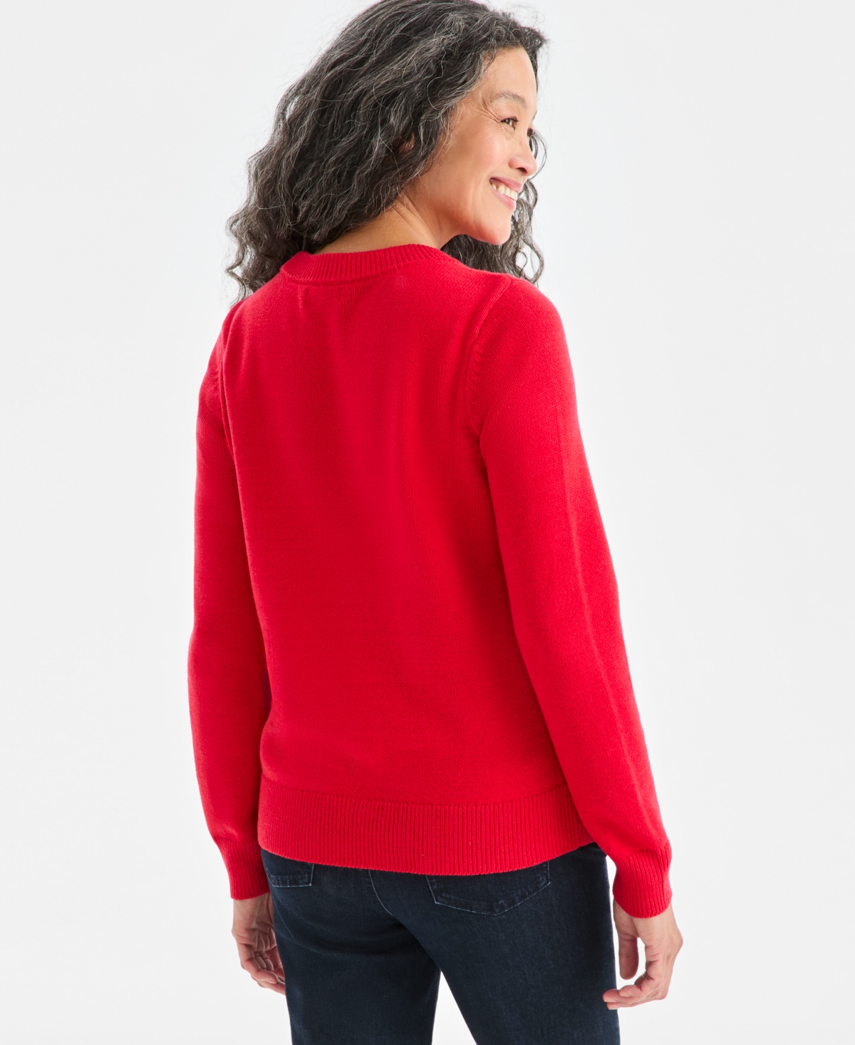 Style & Co Women's Whimsy Embroidery Pullover Sweater, Macy's Exclusive In Red