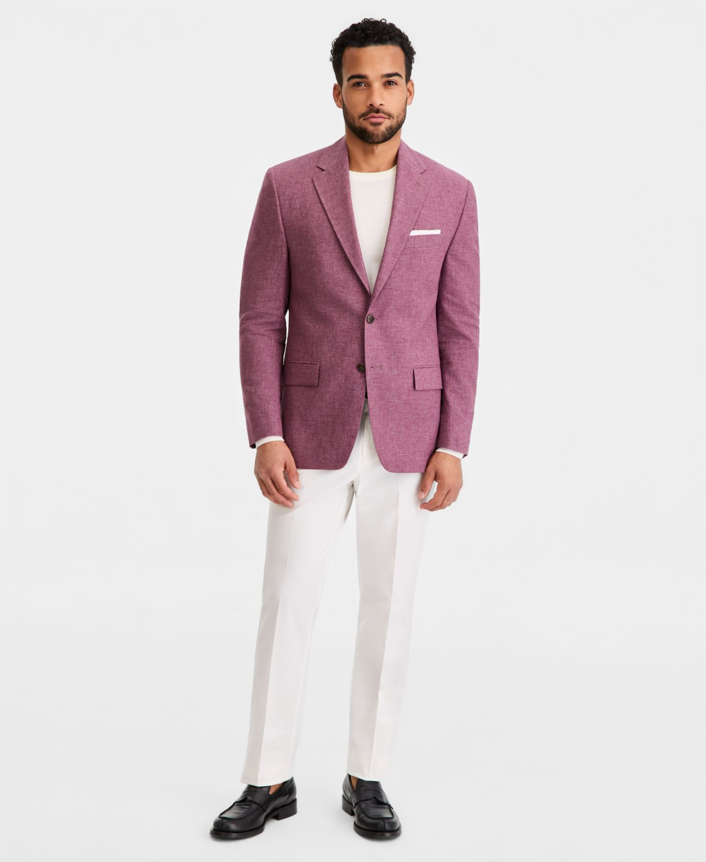 Мужской пиджак Michael Kors Classic-Fit Linen-Blend Mélange Blazer, цвет: Шелковичный — фото 4