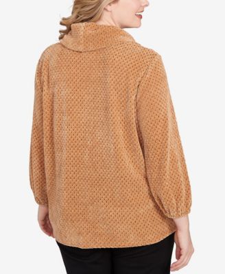 Plus Size Honeycomb Chenille Cowl Neck Top