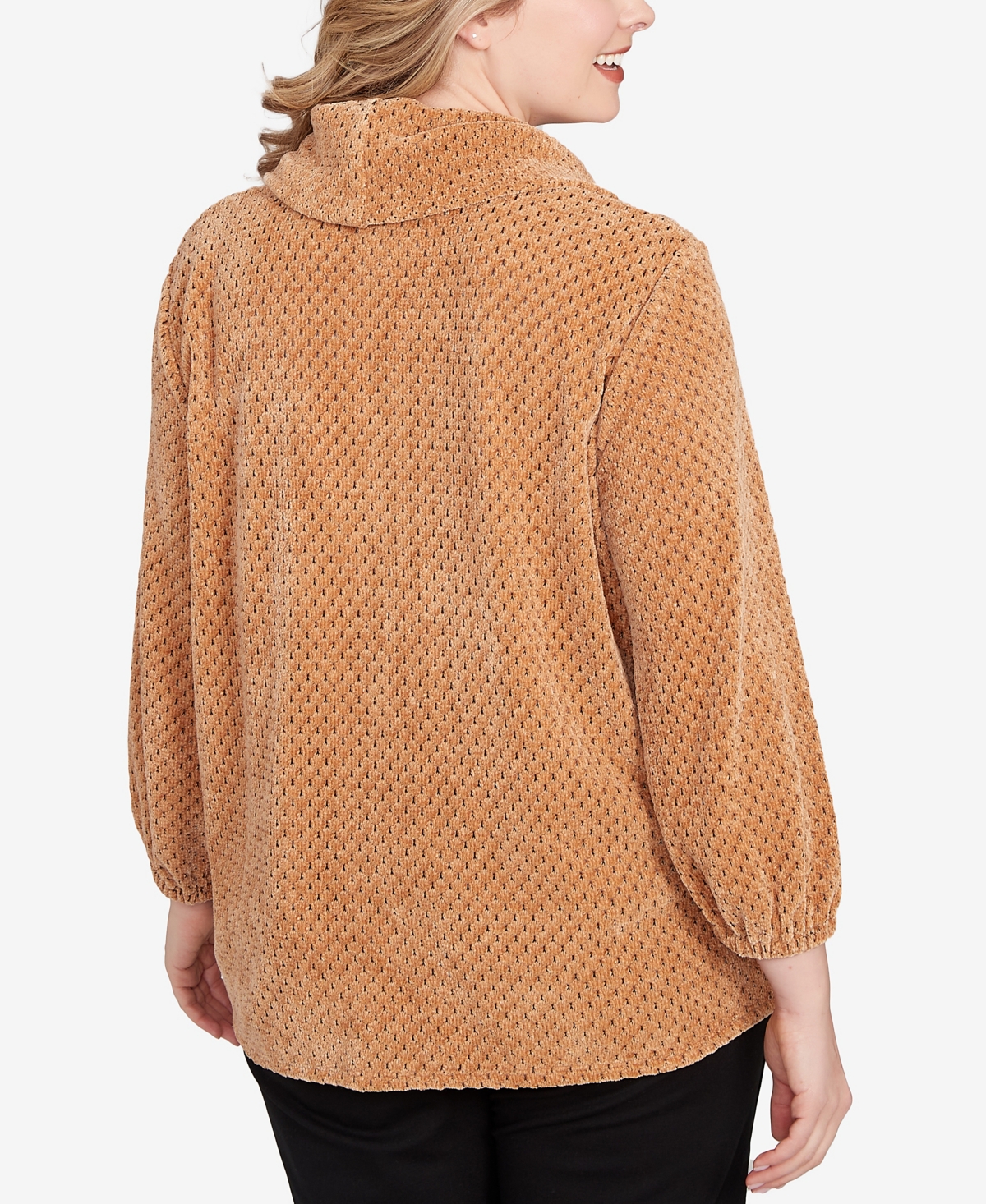 Ruby Rd. Plus Size Honeycomb Chenille Cowl Neck Top In Brown