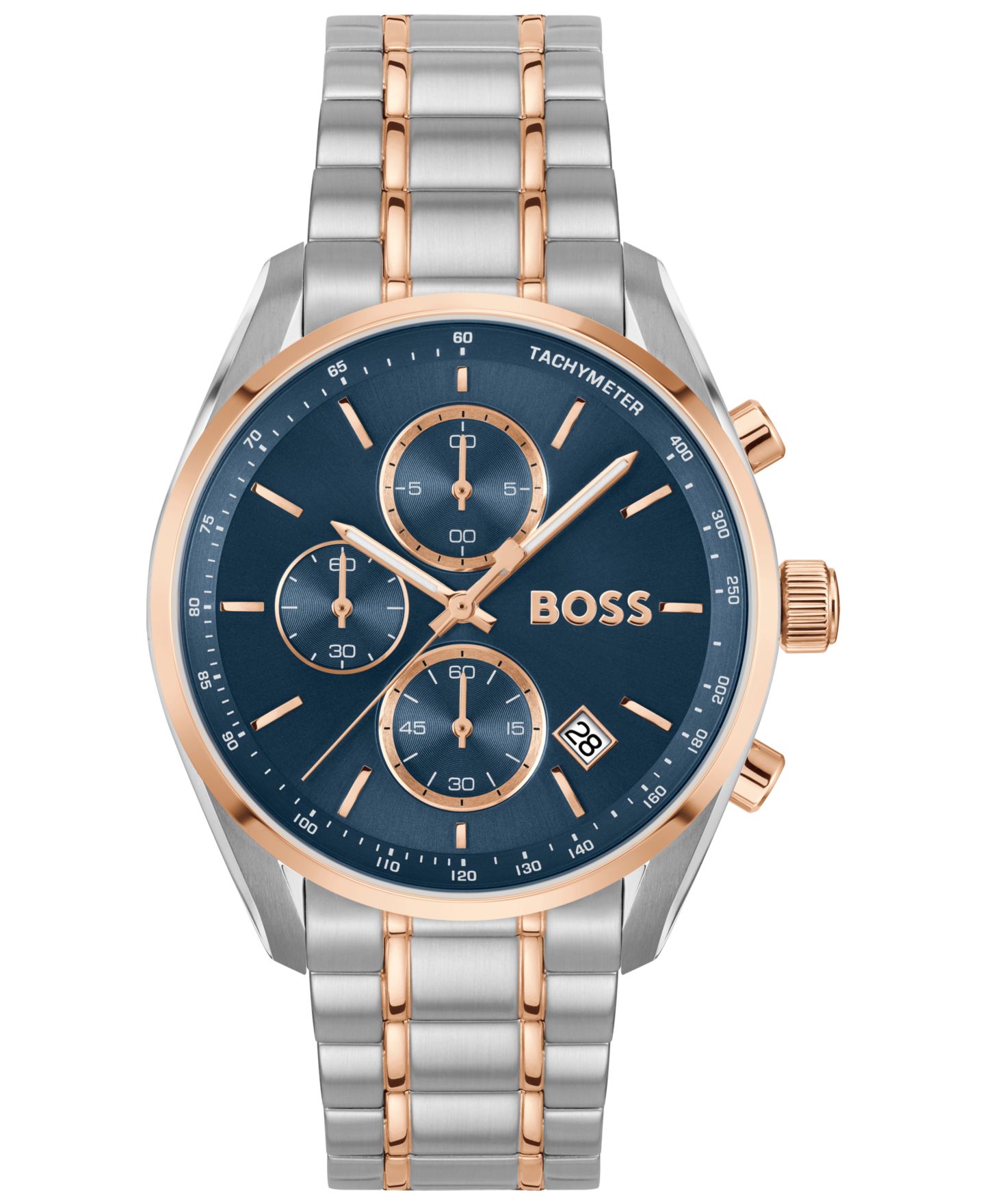 Мужские часы Hugo Boss Grand Prix 40 Quartz Fashion Chrono Two Tone Stainless Steel Watch, 40mm — фото 1