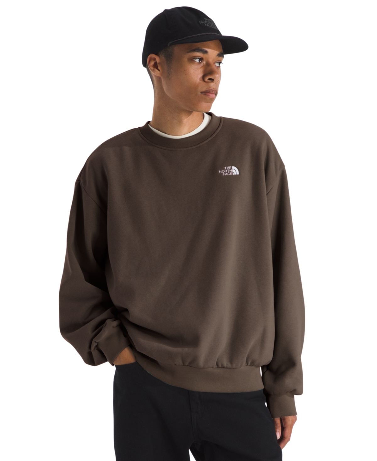 The North Face Men's Evolution Simple Dome Oversized Crew Sweatshirt In Brown