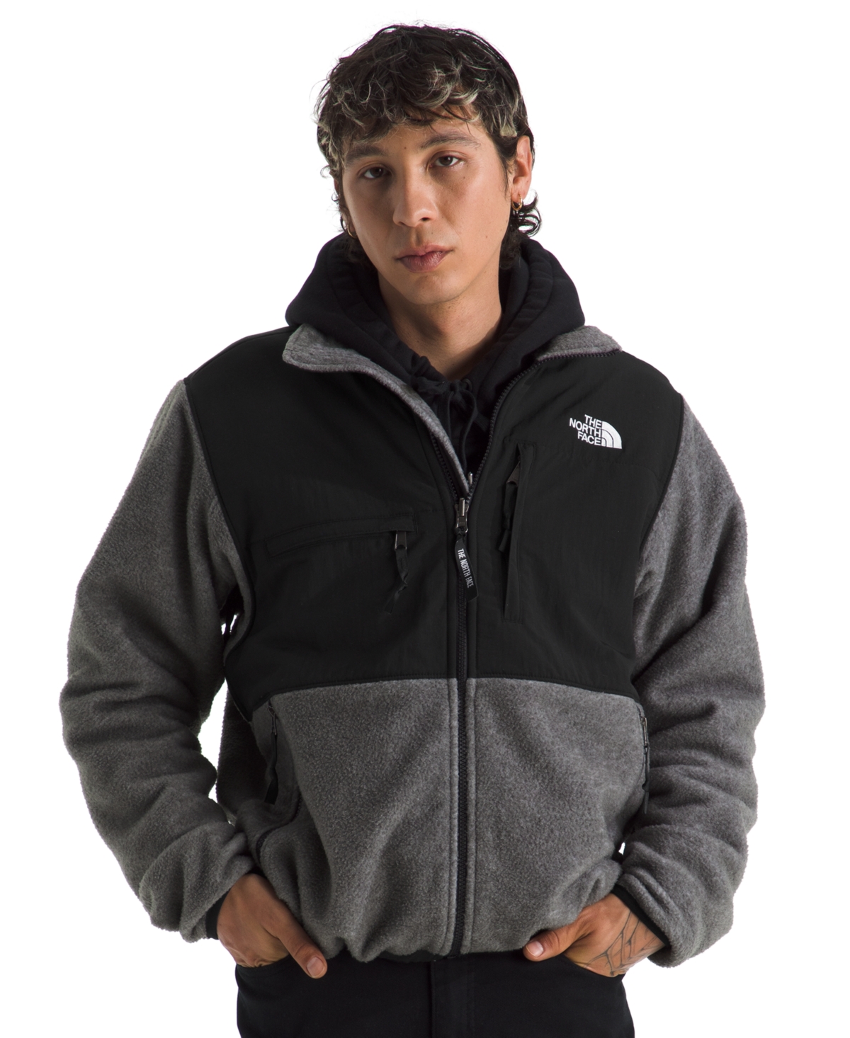 The North Face Men's Retro Denali Stand Collared Relaxed-Fit Jacket - Mid Gray Heather/Black